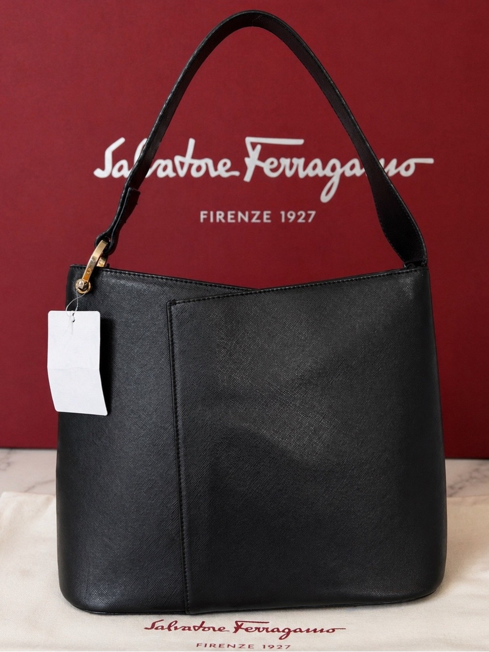 Salvatore Ferragamo Black Leather Shoulder Bag